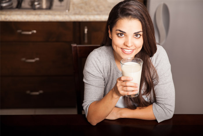 woman drinking milk