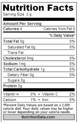 nutrition facts garlic