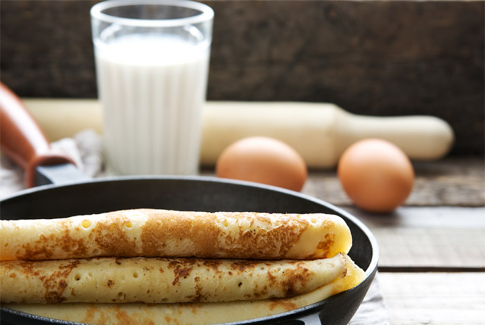 Oat Crepes with Tomato, Basil and Goat Cheese