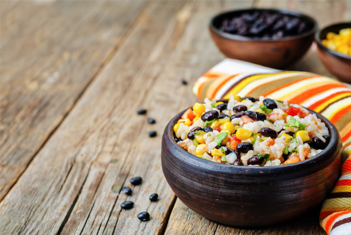 black beans corn rice